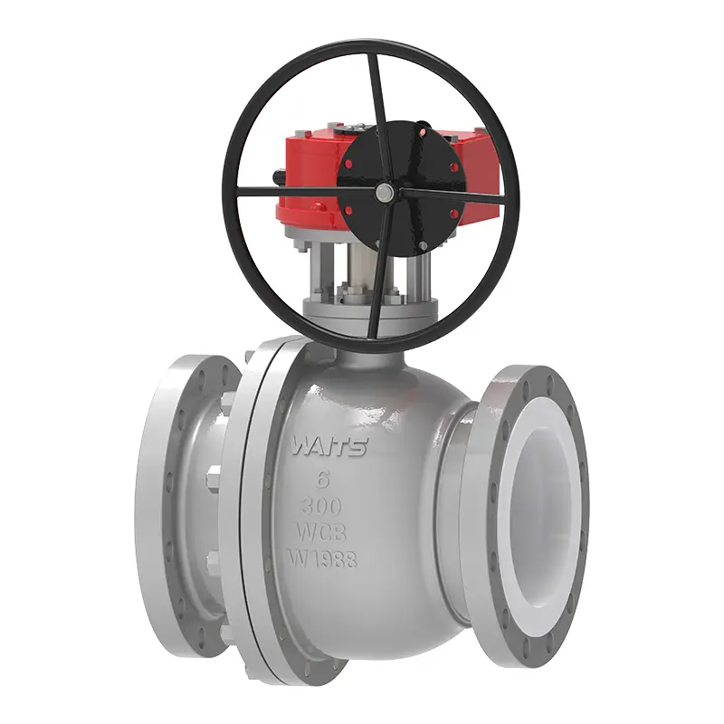गियर ptfe पंक्तिबद्ध गेंद वाल्व
