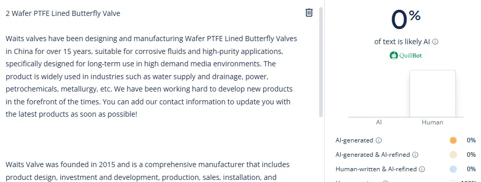 Wafer Ptfe Lined Butterfly Valve